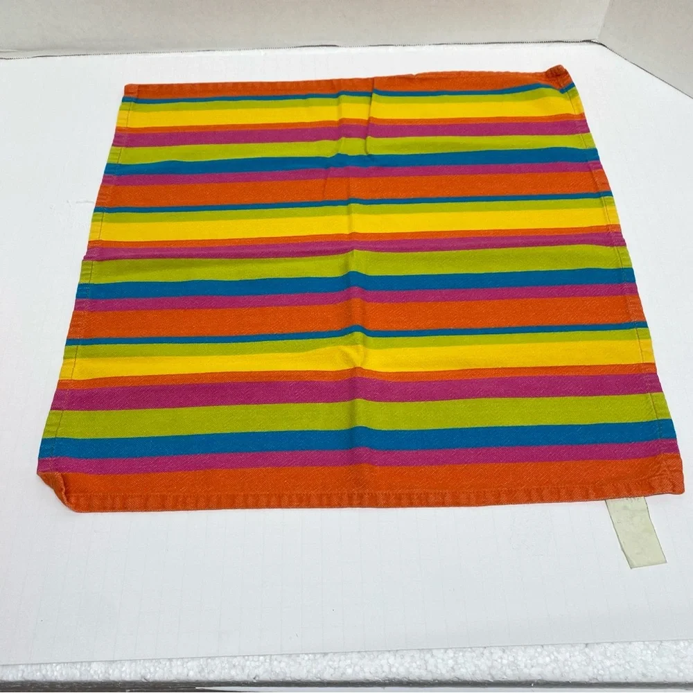 Colorful Striped Cotton Dinner Napkins Set Of 7 Hippie Happy Colors Boho Festive